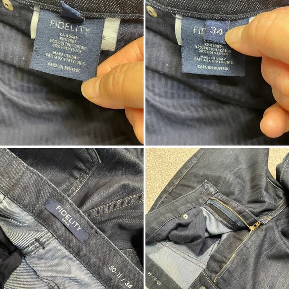 Fidelity 50-11 Mens Revolution Rinse Straight jeans sz 34 dark wash Blue Jeans - Picture 8 of 12